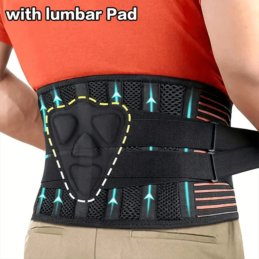 Breathable Adjustable Waist Support Belt with Lumbar Pad, Fixed Back Brace for Men Women, Sports Fitness Workout Waist Training Belt, Adjustable Waist Wrap, Back Posture Belt, Waist Trainer Belt