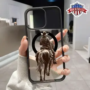 Magnetic Case for iPhone 15 Pro 16 16e 14 Plus 13 12 Mini 11 Promax X XS Max XR XSMax Cowboy's Solitary Ride Acrylic Back Matte TPU Edges Anti-Fall Ultra Thin Phone Cover Shell for Boy