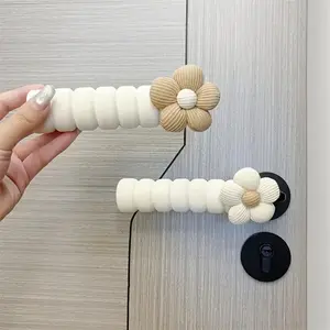 Door Handle Protector Set, Small Flower Design Door Knob Cover, Quiet Anti-Collision Sleeve, Prevents Wall Damage