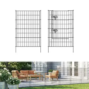 Metal Garden Fence 40 inch H x 28 inch W, 5 Panels (4 Panels + 1Gate), Total 11.6 ft, No Dig Fence Rustproof Animal Barrier Fencing for Dog, Rabbits, and Patio,Yard
