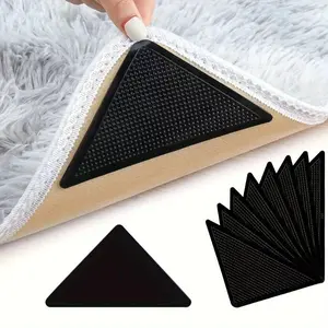 Non-Slip Rug Grippers For Hardwood Floors And Tiles - Reusable And Washable - Dual-Sided Adhesive Rug Tape Gripper For Area Rugs - Keep Corners Flat (Black)