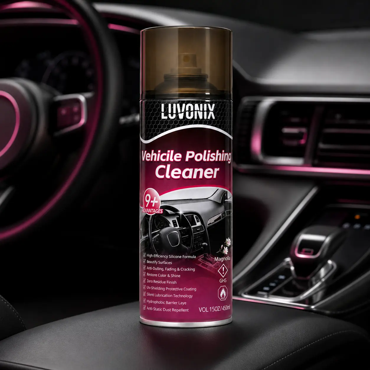 15 Oz Auto Interior-Exterior Detailing Spray - All-In-1 Car Care Product for Revitalizing Dashboards, Seats, Door Panels, Plastic, Vinyl, Leather, Fabric Surfaces