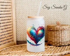 Colorful Splashed Paint Heart - UVDTF Decal