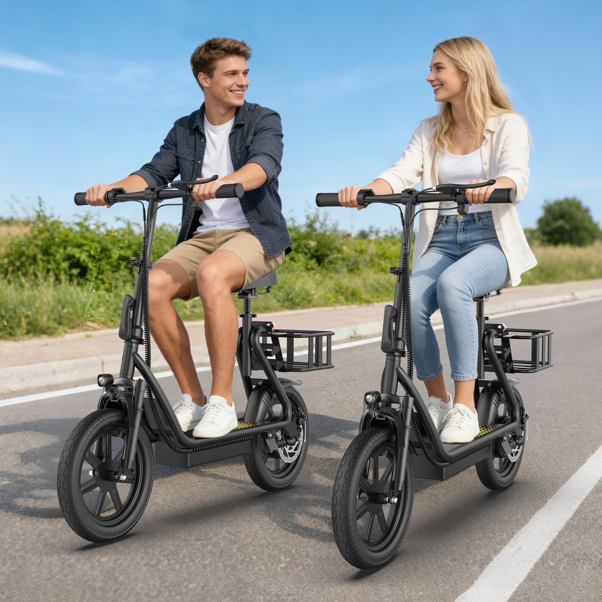 Electric Scooter with Smart App Control, 48V 22.5Ah Battery, 22MPH Top Speed, 21-27 Miles Range, Rear Storage Basket