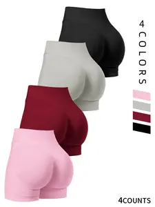 Women's Solid High Waist Sports Shorts, Breathable Comfortable High Stretch Athletic Shorts, Ladies' Sportswear for Indoor & Outdoor Wear, Gym Clothes