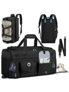 Men's Fitness Bag, 45L Large Capacity Three-In-One Sports Travel Bag, Sneaker Bag, Shoe Compartment, Waterproof, Multifunctional Sports Bag, Multi-Functional Weekend Backpack, Sports Bags