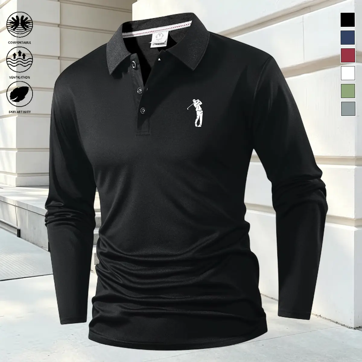 Men’s casual fashion polo shirt with a turn-down collar, comfortable short sleeves, breathable fabric, stylish button design; suitable for business, travel, work, dates, and home wear—an essential for travel with a casual style. Men’s polo shirt.