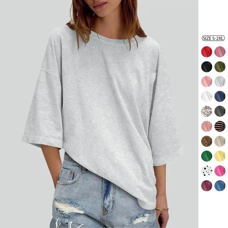 Imily Bela Womens 2026 New Summer Style Oversized Half Sleeve T Shirts Casual Crew Neck Tunic Tops Loose Fit Boxy Basic Tees