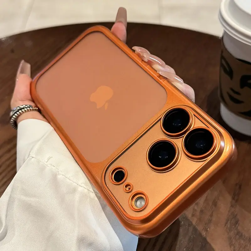 Luxury Ultrathin UV-Plating Frosted Matte Smartphone Casing & Cover - Hard PC, Transparent Back, Matte Anti-Slip Base, Lens Film, Screen Protector for iPhone 17 Pro Max,17 Air,16,15,14,13 Pro,12 Mobile Phone Accessories