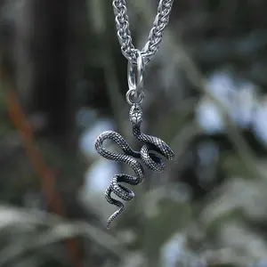 GTHIC Twist Snake Stainless Steel Spirit Animal Pendant for Men Women Fashion Accessory Father's Day Gift Chain Jewelry