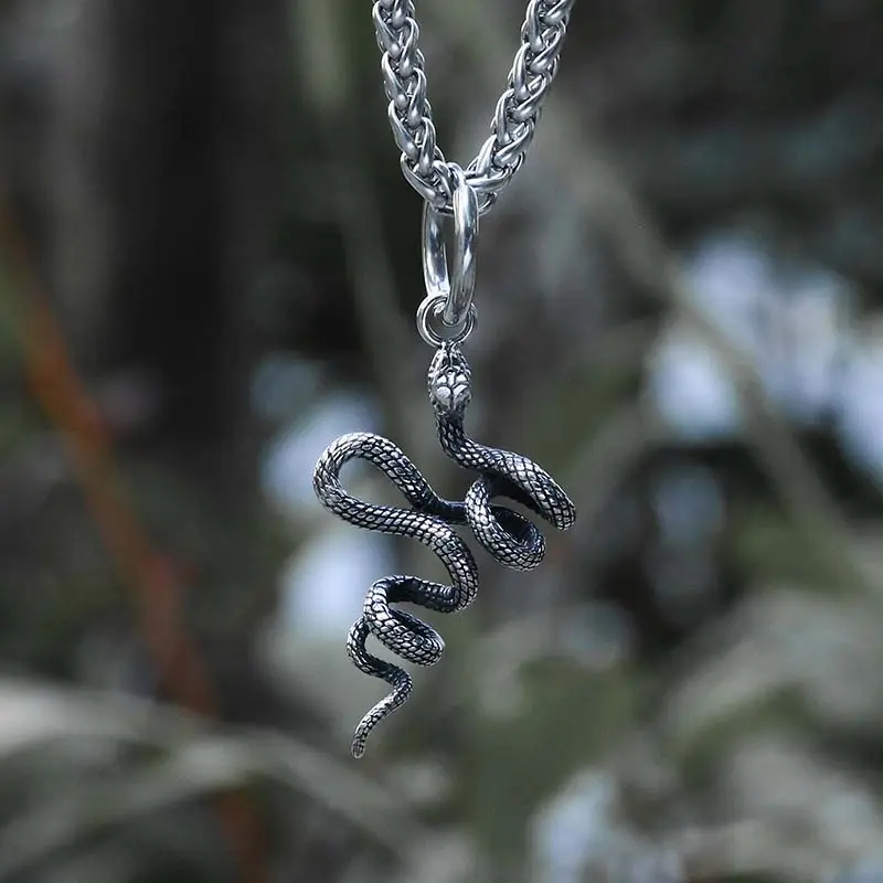 GTHIC Twist Snake Stainless Steel Spirit Animal Pendant for Men Women Fashion Accessory Father's Day Gift Chain Jewelry