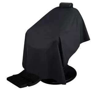 Professional Waterproof Plain Black Barber Cape - Adjustable Neck Closure