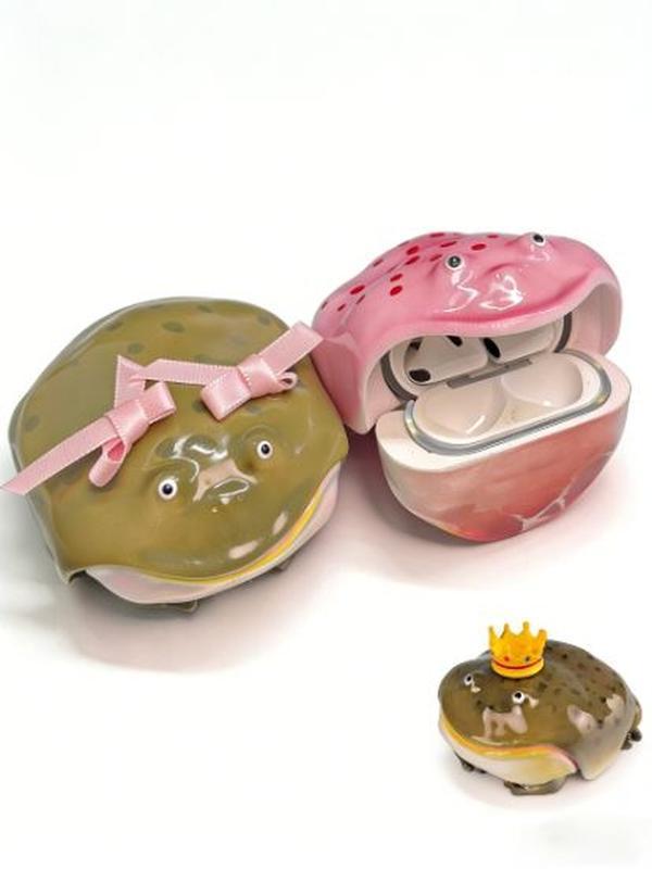 DIY Handmade Toad-Shaped Airpods Pro 1/2/3/Airpods 4 Earphone Case - Weird And Abstract Protective Shell For 3D Headphones Valentine's Day Gifts