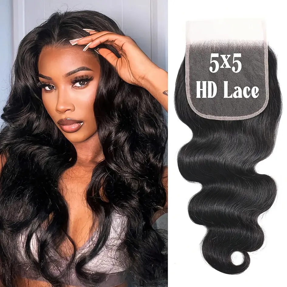 Wholesale NEW Arrived New 2025 Arrivals 5x5 HD Lace Frontal Closure |   Unprocessed Brazilian Virgin Human Hair |   Pre-Plucked with Baby Hair |   Natural Black Body Wave |   Part Design for Easy Install |   Ideal for DIY Braids and Locs, Locs Updo | Natu