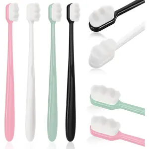 Micro Nano Toothbrushes, 4 Pcs Extra Soft Toothbrush with 10000 Ultra Soft Floss Black Wave Bristles Manual Toothbrush for Adults Kids Sensitive Gums(Black White Pink Green)