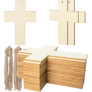 Shape Wooden  Blank  with Twines Art Unfinished Ornaments for Easter Religious and Church Events Christmas Wedding Birthday Party Christmas Thanksgiving Day Decoration 20 count