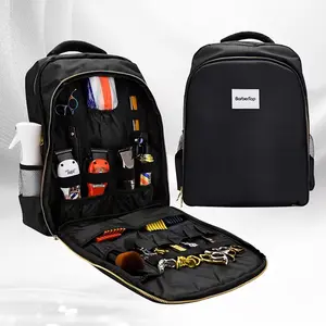 Black Portable Backpack for Clippers & Supplies Hair Clippers Organizer Bag Large Travel Bag for Barbers & Hairstylists Tools