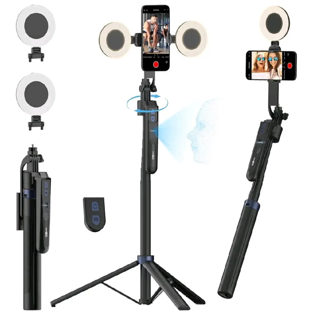 Face Tracking Tripod Selfie Stick with Light - Mobile Phone Accessory, Electronic Gadget, Photography Tool, Universal Camera Stand for iPhones & Smartphones u24 ultra Rotatable Multifunctional