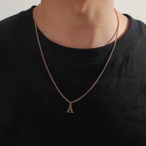 Unisex Street Trend 26 Letter Design Pendant Necklace, Initial Letter Necklace, Alphabet Necklaces, Trendy Minimalist Couple Necklace, Gorgeous Jewelry As Birthday Gift for Girlfriend & Boyfriend, Valentine's Day, Gift