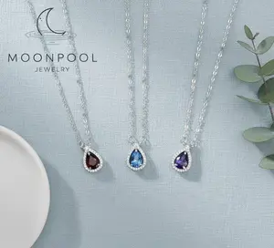 【#21】Elegant Pear-Cut Halo Pendant Necklace in S925 Sterling Silver