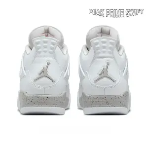 White, Gray & Red Leather with Cement Splash Mid-Top Retro Basketball Sneakers | Classic Streetwear Design for Daily Wear & Sports Men/Women