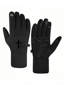 1pc with Chosen Blessedgiveneemed Inspirational Cross Heart Design  winter gloves sports gloves Touch Screen cold proof Running for Men Women Soft birthday gifts Comfortable keep warm Thick Outdoor sports gloves