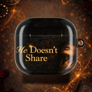 He Doesn't Share AirPod Case | Dark Gothic Typography, Moody Portrait