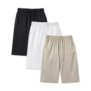 Men’s 100% cotton linen solid color drawstring Loose Fit Straight casual 3/4 pants,unisex versatile Simple capri pants,Basic Sports Trouser,suitable for Daily Wear,Going Out,activities,vacation,summer menswear,Please place an order according to size chart