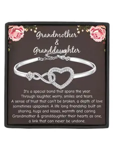 Grandmother & Granddaughter Bracelet Infinity Heart CZ Bangle Bracelet Birthday/Christmas/Graduation Gift Family Reunion Gift Heart Cuff Bracelet