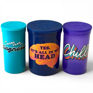 The Happy Pills Co. Chill-ish 3-Piece Collection Pop-Top Novelty Storage Bottles - Fun Decorative Containers For Small Item Organization