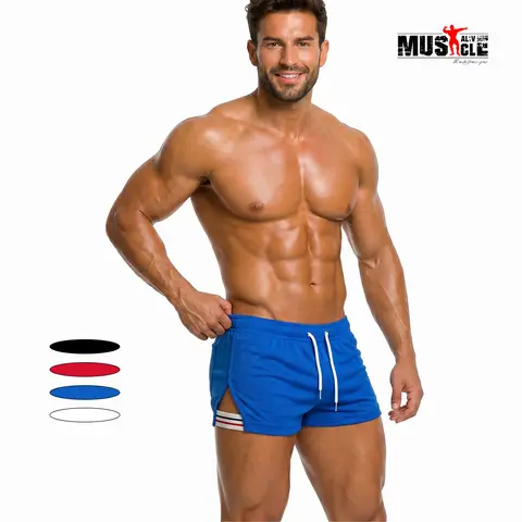 Male Basic 3" Inseam Sports Spandex Shorts - 95% Poly-5% Spandex Flex, Soft Stretch, Quick Dry, Breathable, Weightless, Unlined, Large Split, All Seasons Athleisure Bottoms Built for Gym, Yoga, Beach Days