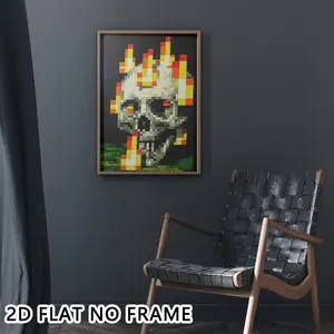 1PC Unframed Pixel Skull Canvas Poster, Wall Art, Wall Decor, Canvas Print, Creative Poster, Canvas Art, Decorative Artwork, Funny Poster. Modern minimalist style printing, perfect for living room & bedroom decoration, home ornament and ideal gift.