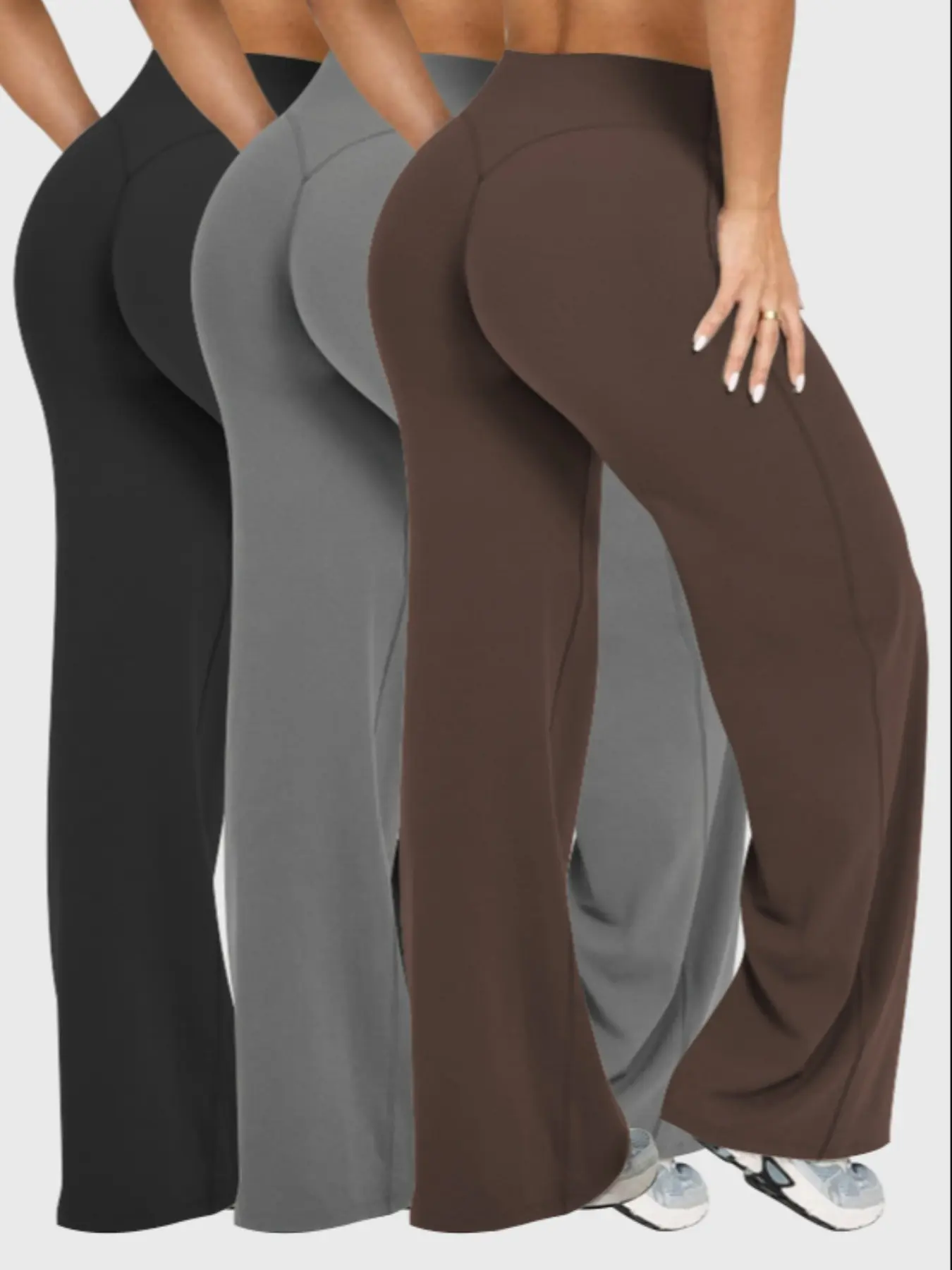 Three-Piece Women's Outdoor Running Pants, Versatile Comfortable Yoga Fitness Trousers, Loose Wide Leg Pants, Gym Workout Sportswear