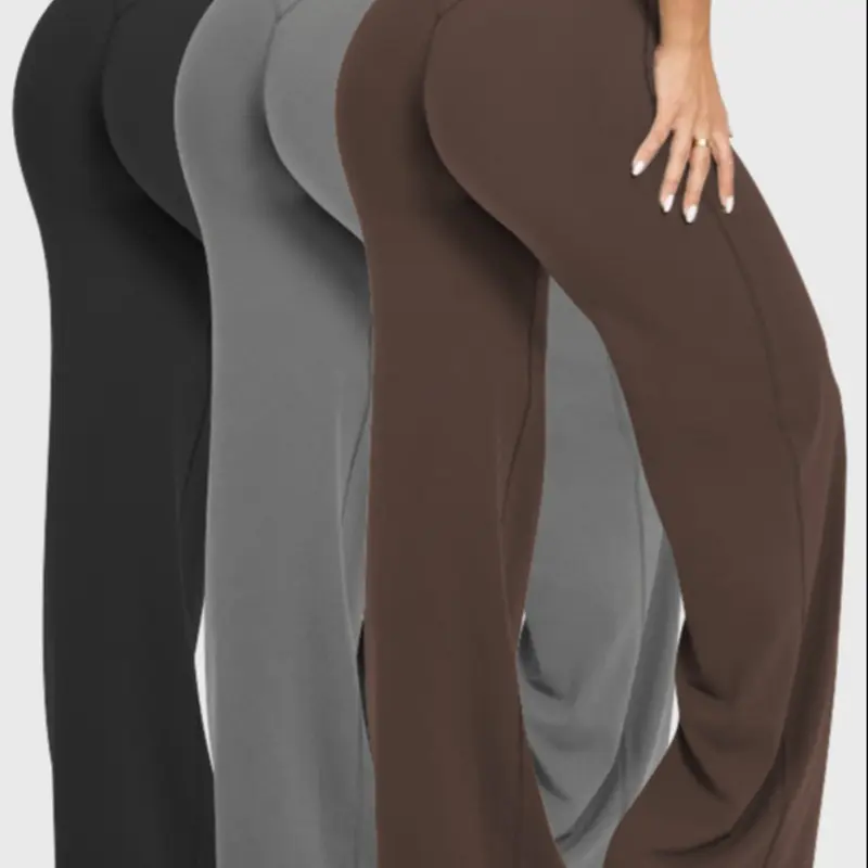 Three-Piece Women's Outdoor Running Pants, Versatile Comfortable Yoga Fitness Trousers, Loose Wide Leg Pants for All Seasons, High Waist Sportswear