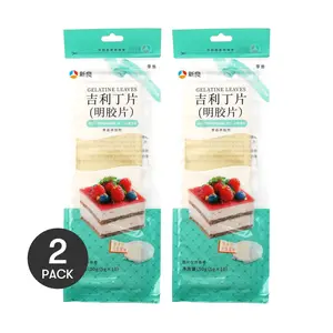 2 Packs XINLIANG Gelatin Sheets for Baking - 100g Total (50g/pack), Edible Gelatin Leaves for Desserts, Mousses, Cheesecakes, Instant Dissolve & Easy Setting