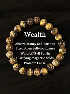 Tiger's Eye Beaded Bracelet, Solstice Gemstone Bracelet, Fashionable Jewelry for Women & Men, Trendy All-match & Exquisite Jewelry for Birthday Gift