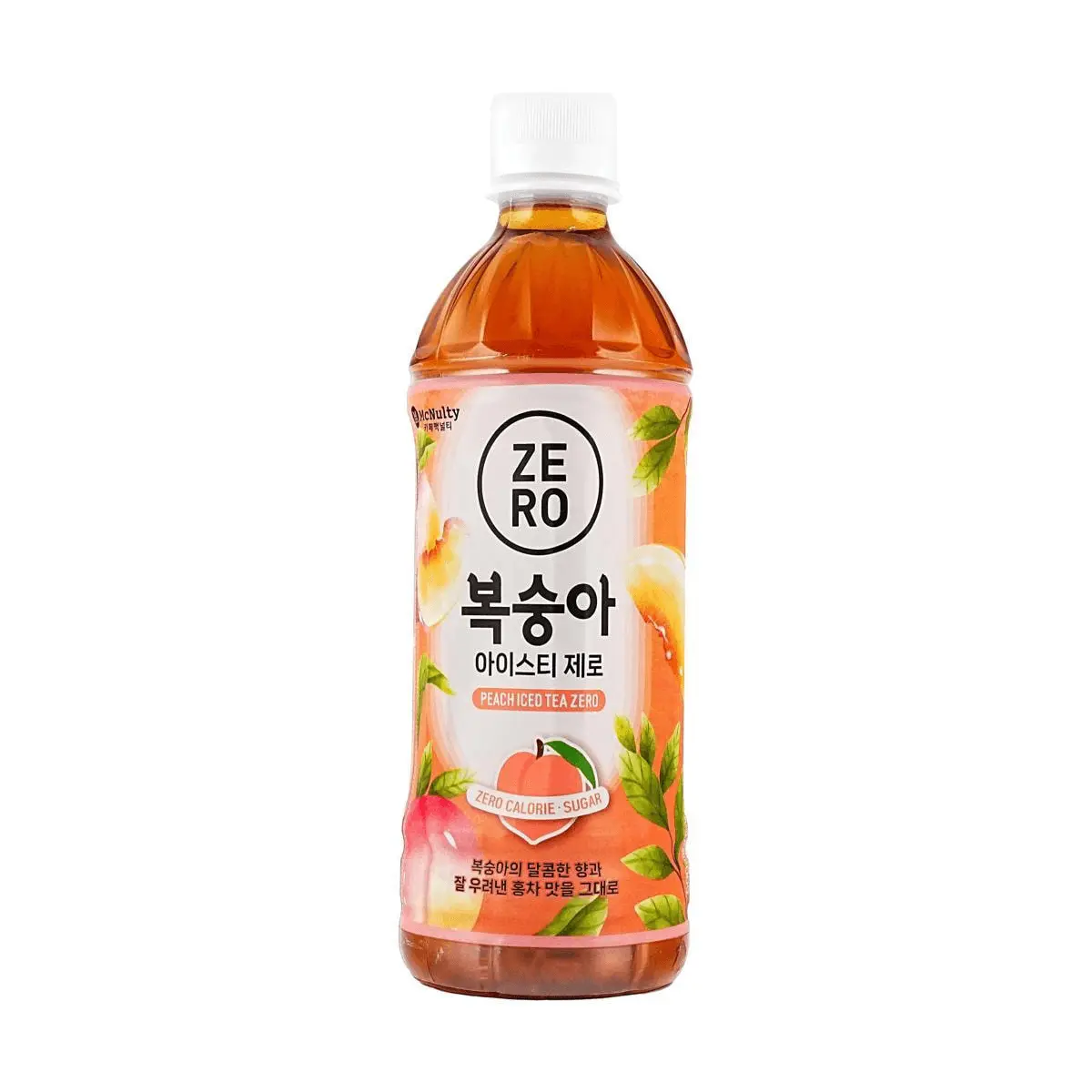 MCNULTY Korean Peach Ice Tea 500ml - Zero Sugar Zero Calorie, Refreshing Fruity Drink