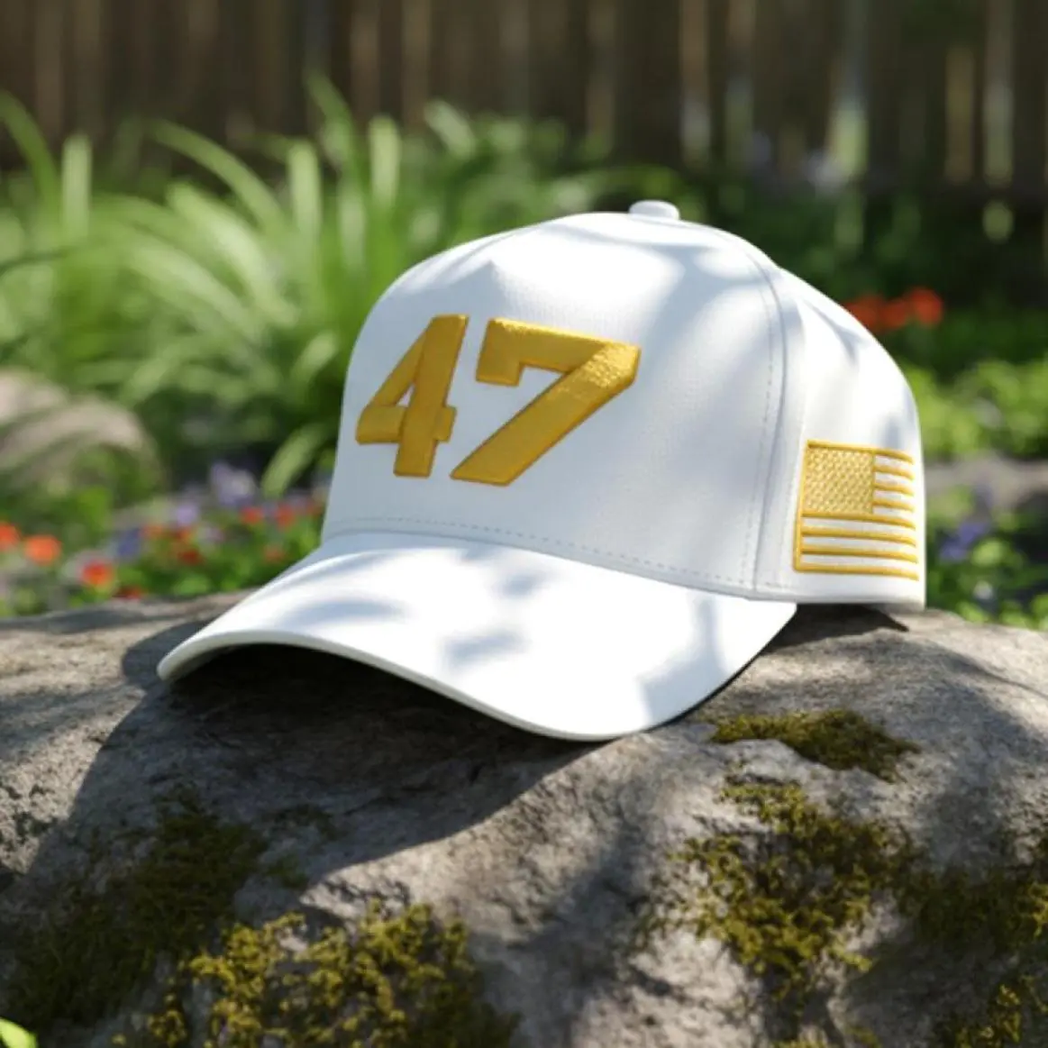 47 Gold Embroidery Charlie Krik Cap, USA Flag Hat, Trump Baseball Cap For Men Women, Gift For Him, Gift For Her, Ready to Go, No