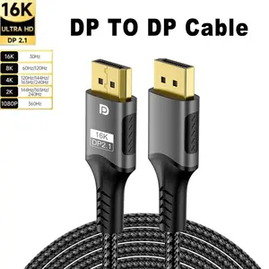 Displayport 2.1 16K DP Cable 8K@120Hz/60Hz 4K@240Hz 80Gbps HDR Video Audio Cable for Laptop Xbox Projector Gaming Monitor Digital