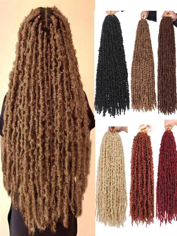 Butterfly Locs Crochet Hair Extensions 24pcs, Professional Styling Accessories, Faux Locs Braids, Non-Knotting, African Braids, Unisex, Festival, Party, Stage Performance