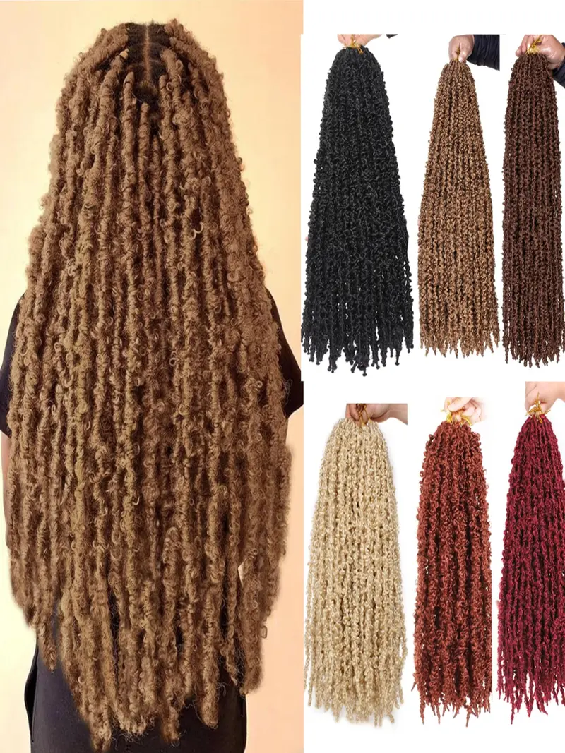 Butterfly Locs Crochet Hair Extensions 24pcs, Professional Styling Accessories, Faux Locs Braids, Non-Knotting, African Braids, Unisex, Festival, Party, Stage Performance