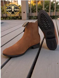 Tradicional Botin Charro Piel Genuina para Hombre / Men's Ankle Boots Slip Resistant Sole