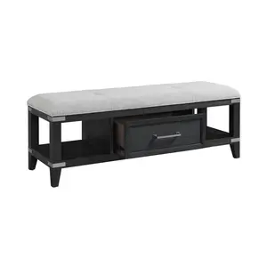 52" Bench w/Drawer in Weathered Steel