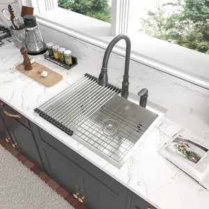 Sarlai 25 x 22 Inch Drop In Kitchen Sink Single Bowl Topmount Kitchen Sink 16 Gauge Stainless Steel Kitchen Sink