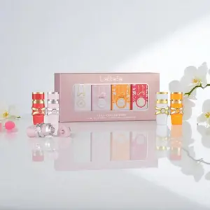 Lattafa Yara Mini Collection 4 - 4 x 5 ml Eau de Parfum Sprays in Pink & Orange Packaging - Jasmine Peach Amber Caramel Vanilla Scents