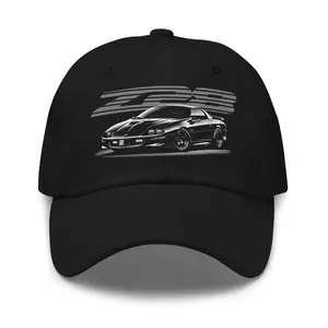 Camaro Z28 Muscle Car Dad Hat - Black 4th Gen Chevy Camaro Baseball Cap for Car Enthusiasts Adjustable Strap & Curved Visor 100% Chino Cotton Twill
