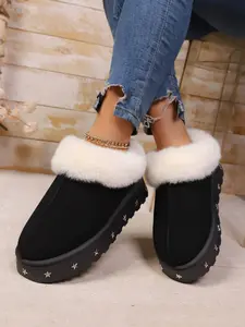 Women's Plain Plush Boots, Thick Soft Sole, Warm Lining, Anti-Slip Insulated, Ideal Gift, Winter Snow Boots, Winter Boot Shoes