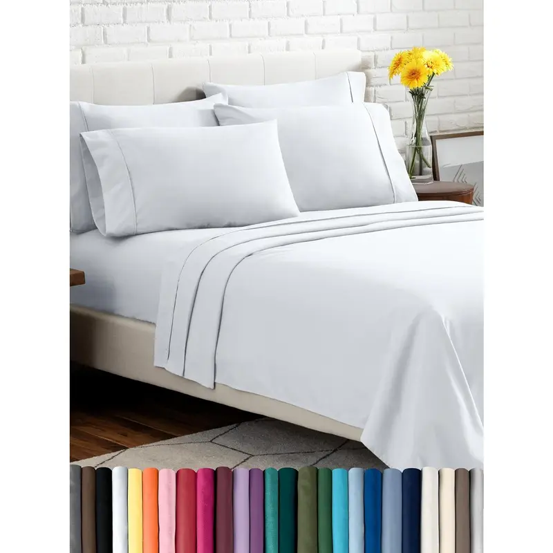 Hotel Luxury Queen Sheet Set, Extra Soft - 6 Piece Set - Deep Pockets - - Cooling & Breathable - Wrinkle, Fade, Stain Resistant - Includes 4 Pillowcases (Queen, White)