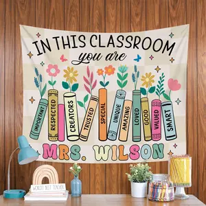 Groovy Classroom Tapestry, Personalized Teacher Name Classroom Banner, Custom Classroom Tapestry, Groovy Classroom Decor First Day Of School
