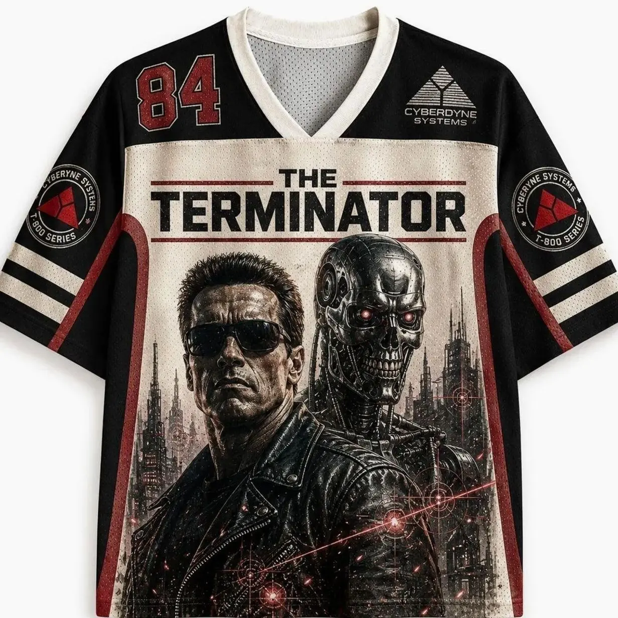 The Terminator 1984 Sci-Fi Action Movie Graphic Jersey Shirt Retro Sports Mesh Fan Apparel G4Z 9QD